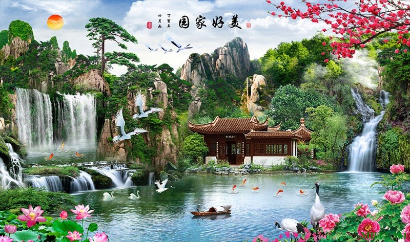 Phong cảnh sơn thủy hồ thác MHT2-301